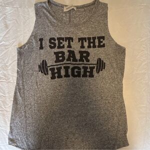 I Set The Bar High Gray Graphic Tank Top